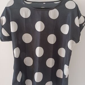 Polka Dot Women's Blouse - Black and White